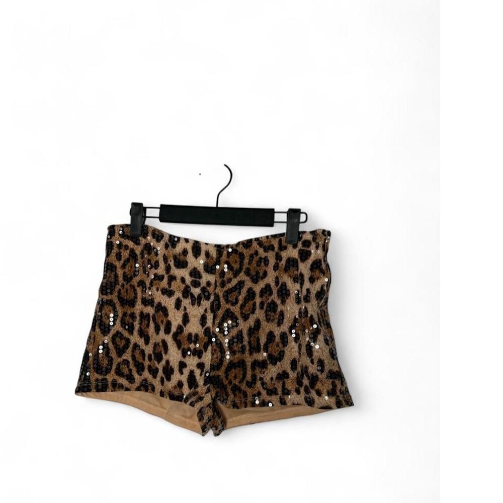 Windsor Cheetah Print Sequin Mini Shorts C34